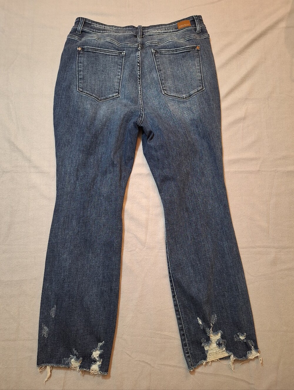 Judy Blue 5 Pocket Dark Wash Distressed High-Rise Slim Boot Cut Denim Jeans 20W - Picture 6 of 15